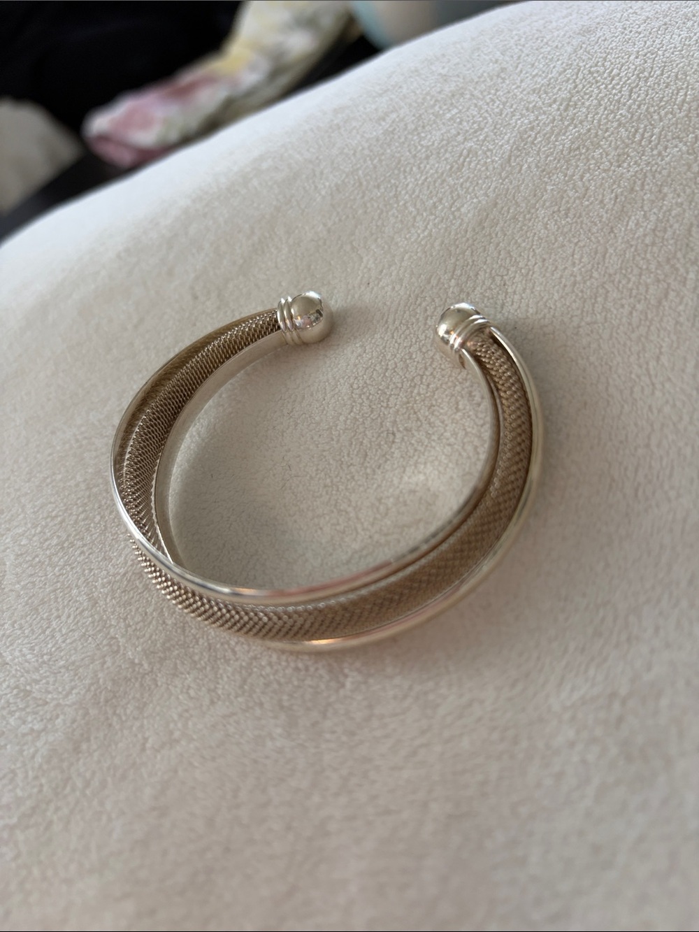 Tiffany & Co Elsa Peretti Silver Mesh Cuff Bracelet - Open Bangle